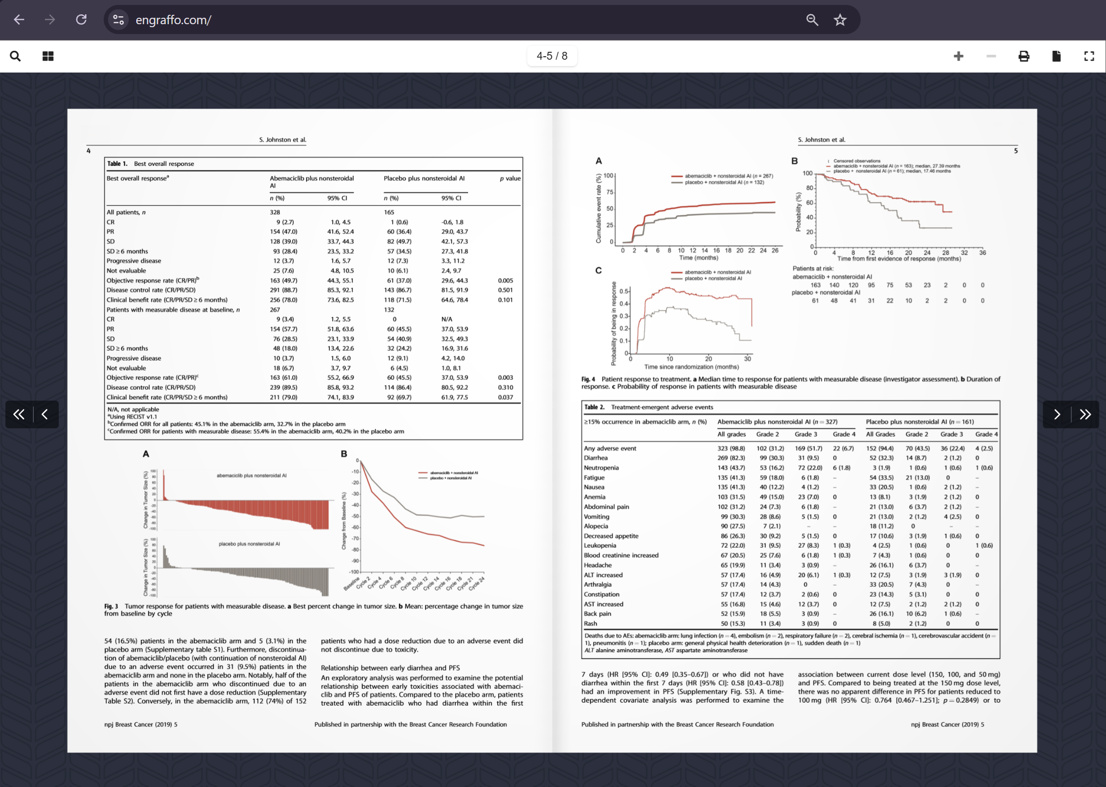 Engraffo desktop flipbook displaying pages four and five of a scientific article